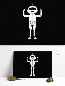 白色卡通简约机器人设计