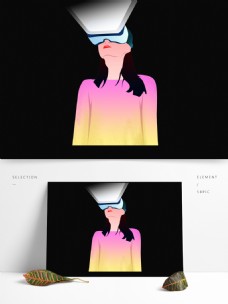 女性世界带着VR眼镜体验虚拟世界的女性