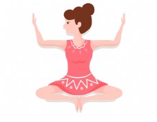 卡通美女练瑜伽元素