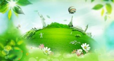 发电简约创意绿色春天背景图