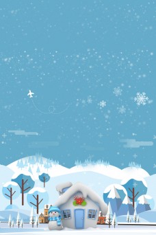 传统节气彩绘冬天大雪节气背景图