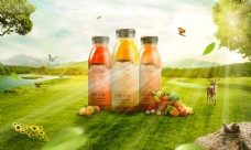 水果汁阳光平面广告宣传海报