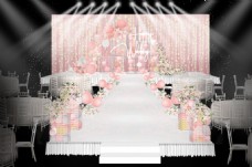 粉色气球主题温馨婚礼舞台效果图
