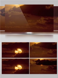 穿梭云层日落时分景色视频素材