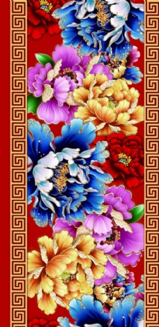 国画牡丹炫彩唯美中国民族画风牡丹花地毯