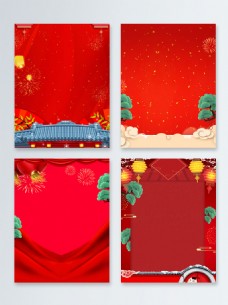 中国广告中国年新年喜庆红色广告背景图