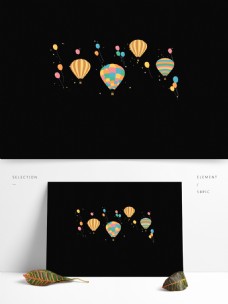 浮球可爱卡通彩色热气球矢量海报漂浮元素