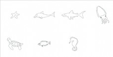 线描海洋动物