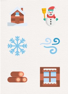 木柴冬季元素简约卡通图标素材