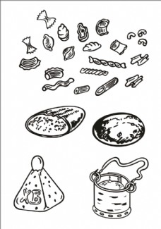 手绘线描食物