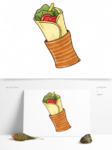 绿色蔬菜手绘卷饼食物插画可商用元素