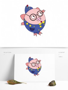 小灵精卡通可爱小猪精灵睡衣星空元素