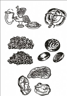 手绘线描食物