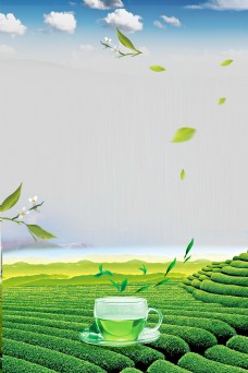 自然清新绿茶海报背景