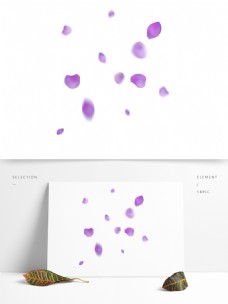 绣花漂浮的紫色花瓣手绘绣球花瓣飘落的花瓣