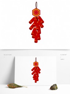 中国新年中国风节日喜庆新年红色手绘鞭炮炮竹
