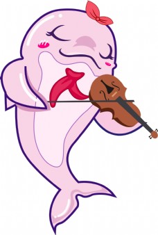 音乐卡通海豚拉小提琴
