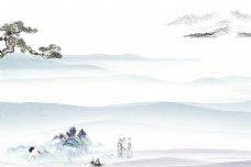 山水优雅古典中国风水墨背景