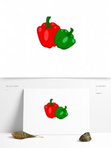 绿色蔬菜海椒图案蔬菜手绘卡通红绿色