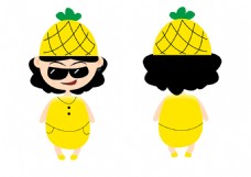 卡通菠萝水果人物素材