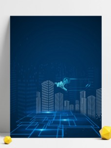 未来科技智能科技蓝色未来城市背景素材