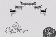 中国风古典古风中国房檐墨背景