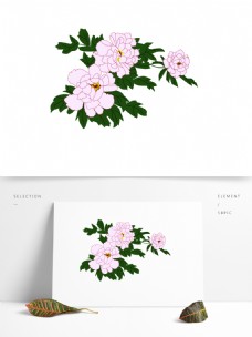 手绘牡丹花花丛浪漫植物花卉花朵图案元素