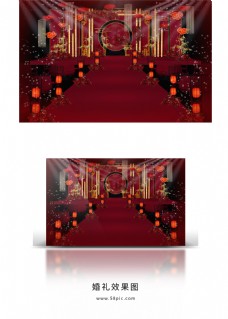 传统红色中国风中式婚礼效果图