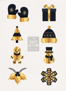 金色圣诞节装饰图案素材