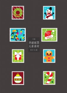 彩色的圣诞节邮票标签