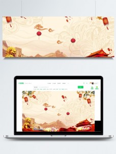 中国风设计彩绘大气中国风春节背景设计