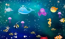 儿童世界卡通海洋世界儿童房背景墙