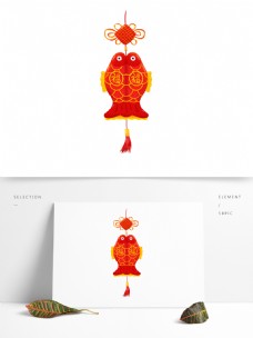 春节红鲤鱼挂饰手绘可商用