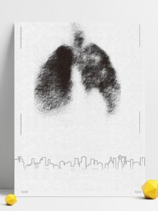创意风景创意手绘风黑白呼吁健康世界慢阻肺日背景素材