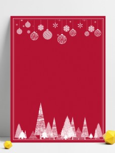 圣诞风景红色简洁风圣诞树雪花背景素材