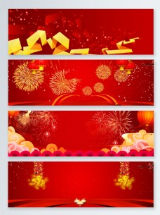 中国新年烟花新年年货节中国风banner背景