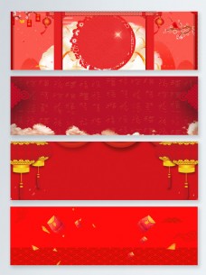 中国新年红包卡通新年中国风红色banner背景