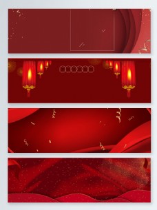 红色新年年货节中国风banner背景