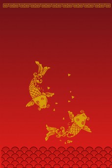 古典背景古典古风中国风金鱼背景
