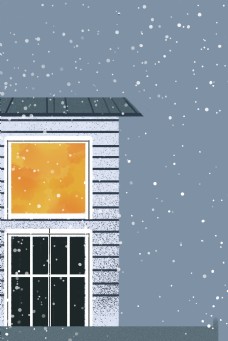 冬日房屋插画海报
