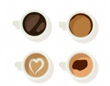 咖啡杯矢量浪漫心形咖啡元素