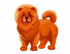 宠物狗卡通黄色狮子狗元素