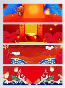 中国新年海纹新年中国年banner背景