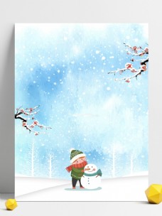 彩绘冬季雪人背景设计