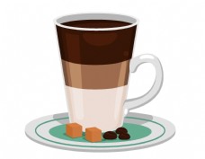 咖啡杯矢量黑色巧克力咖啡豆咖啡元素