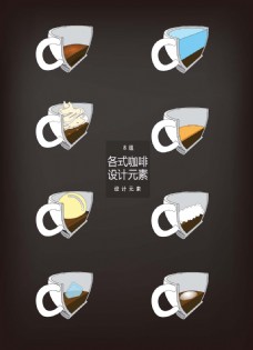茶各类咖啡切面成分分析设计元素