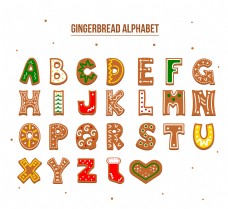 字体卡通圣诞姜饼装饰字母表