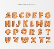 简洁姜饼字母表设计