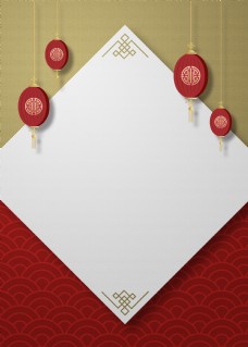 中国新年红色中国风灯笼谨贺新年素材