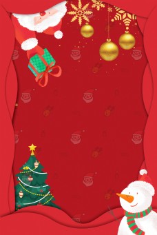 圣诞风景圣诞节折纸风格海报背景